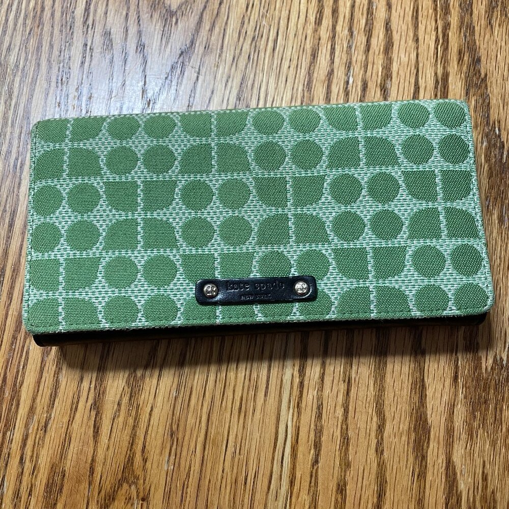 Kate Spade vintage green geometric wallet with check book